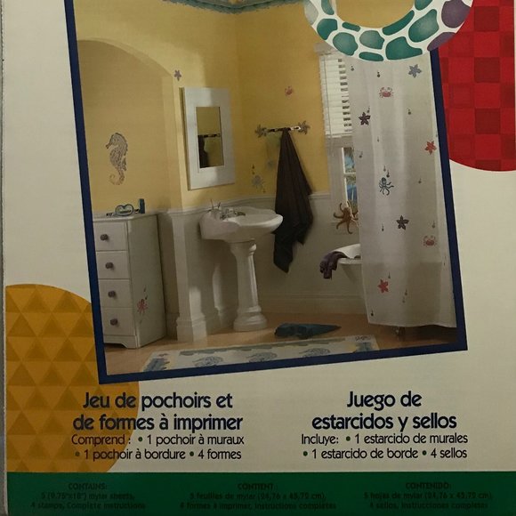 Plaid Kids Decor, 2 Stencils and 4 Stamp Set, sea life - Picture 2 of 7